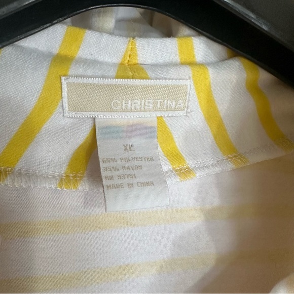 Christina Yellow Stripe Ruffle Neckline Business Casual Sweater - Picture 3 of 5